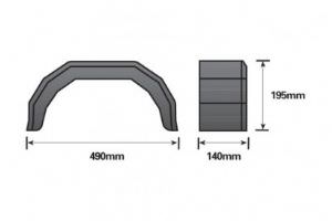 Maypole Trailer Mudguards to fit  wheels with 8in rim (click for enlarged image)